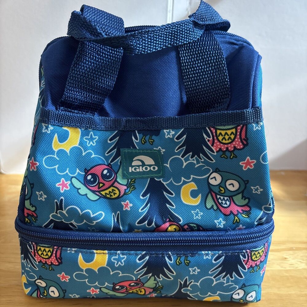 Igloo Whimsical Night Owl Insulated Lunch Bag Cooler Blue Kids Cartoon